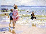 Edward Henry Potthast At the Seashore painting
